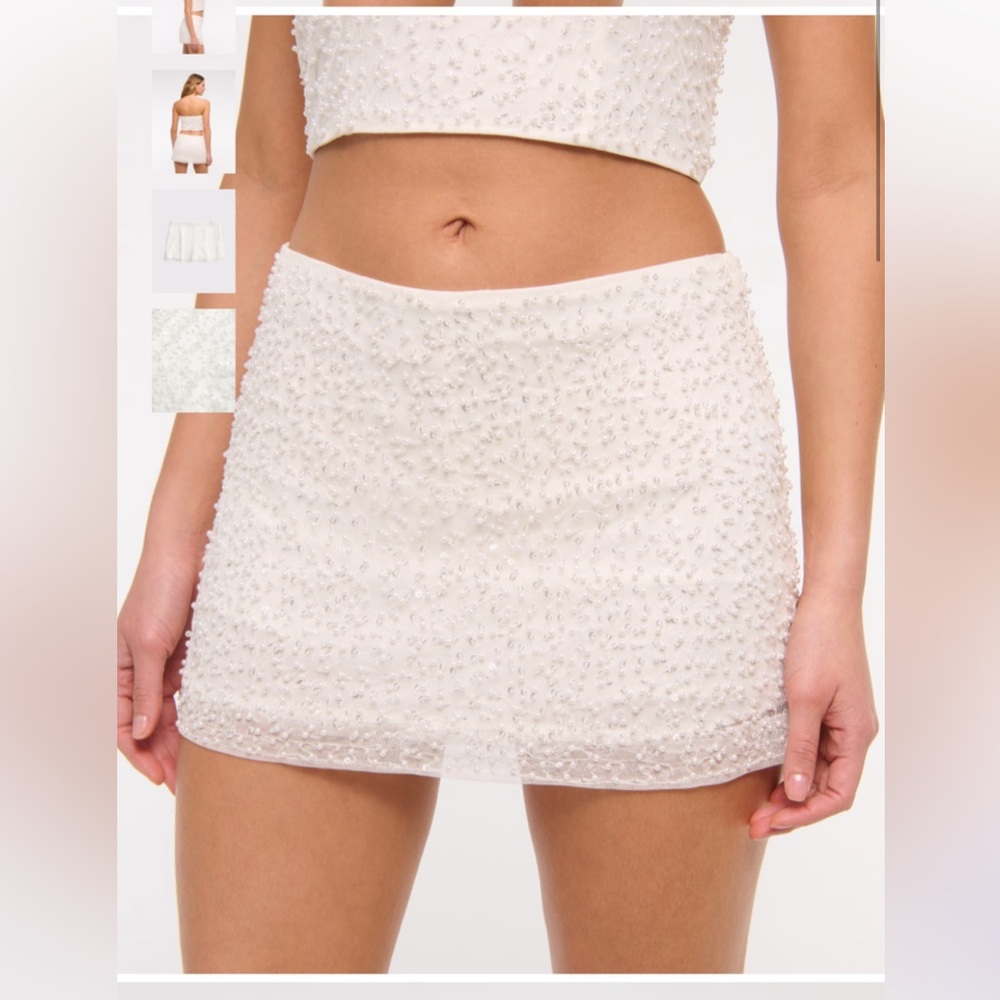 Abercrombie White Embellished Mini Skort